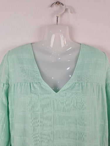 Second-Hand - Witchery Mint Flowy Long Sleeve Tiered Mini Dress Size 8 - SwapUp