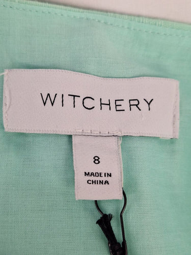 Second-Hand - Witchery Mint Flowy Long Sleeve Tiered Mini Dress Size 8 - SwapUp