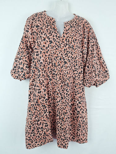 Second-Hand - Witchery Relaxed Belted 3/4 Sleeve Cheetah Midi Dress Size 8 - SwapUp