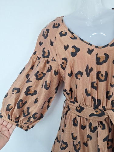Second-Hand - Witchery Effortless Belted Cheetah Tiered Maxi Dress Size 8 - SwapUp