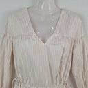 Second-Hand - Witchery Striped V Neck 3/4 Sleeve Tiered Mini Dress Size 8 - SwapUp