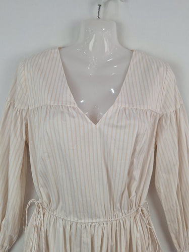Second-Hand - Witchery Striped V Neck 3/4 Sleeve Tiered Mini Dress Size 8 - SwapUp