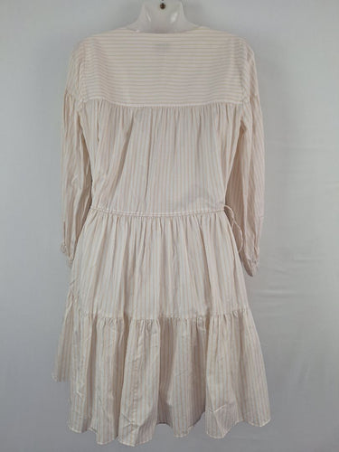 Second-Hand - Witchery Striped V Neck 3/4 Sleeve Tiered Mini Dress Size 8 - SwapUp