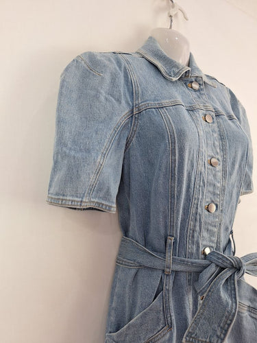Second-Hand - Staple Belted Collared Denim Mini Dress Dress Size 8 - SwapUp