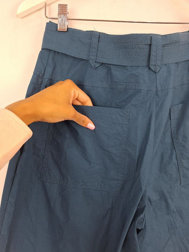Second-Hand - Witchery Casual Deep Teal Tie Waist Pants Size 8 - SwapUp