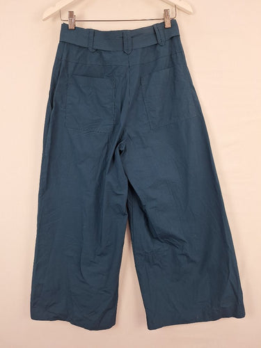 Second-Hand - Witchery Casual Deep Teal Tie Waist Pants Size 8 - SwapUp