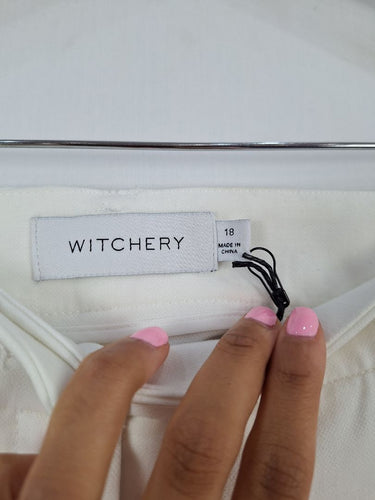 Second-Hand - Witchery Milk White Tailored Wide Leg Pants Size 18 - SwapUp
