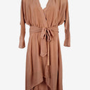 Second-Hand - Ginger & Smart Rose Gold Mesh Panel Ruffle Bottom Dress Size 14 - SwapUp