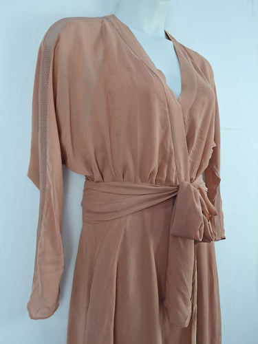 Second-Hand - Ginger & Smart Rose Gold Mesh Panel Ruffle Bottom Dress Size 14 - SwapUp
