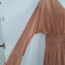 Second-Hand - Ginger & Smart Rose Gold Mesh Panel Ruffle Bottom Dress Size 14 - SwapUp