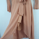 Second-Hand - Ginger & Smart Rose Gold Mesh Panel Ruffle Bottom Dress Size 14 - SwapUp