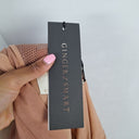 Second-Hand - Ginger & Smart Rose Gold Mesh Panel Ruffle Bottom Dress Size 14 - SwapUp