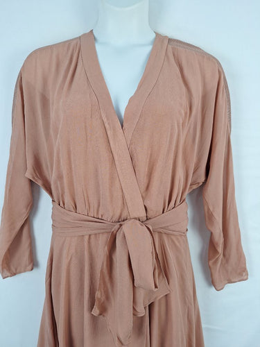 Second-Hand - Ginger & Smart Blush Mesh Sleeve Cross Front Dress Size 16 - SwapUp