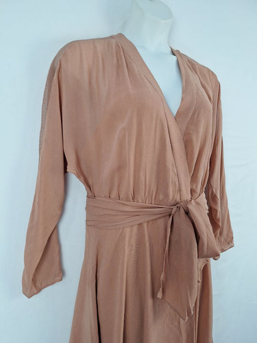 Second-Hand - Ginger & Smart Blush Mesh Sleeve Cross Front Dress Size 16 - SwapUp