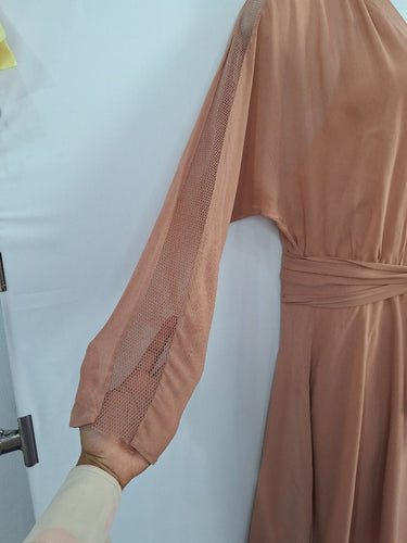 Second-Hand - Ginger & Smart Blush Mesh Sleeve Cross Front Dress Size 16 - SwapUp