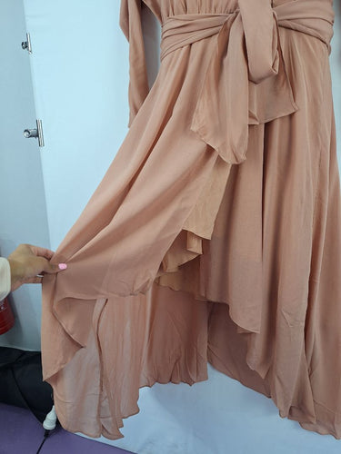 Second-Hand - Ginger & Smart Blush Mesh Sleeve Cross Front Dress Size 16 - SwapUp