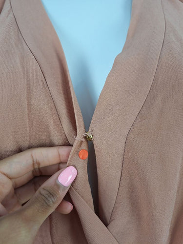 Second-Hand - Ginger & Smart Blush Mesh Sleeve Cross Front Dress Size 16 - SwapUp