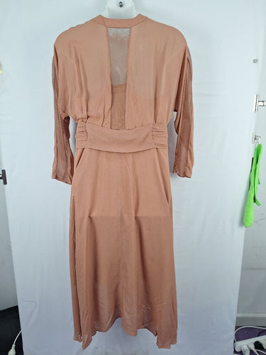 Second-Hand - Ginger & Smart Blush Mesh Sleeve Cross Front Dress Size 16 - SwapUp