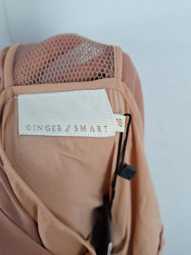 Second-Hand - Ginger & Smart Blush Mesh Sleeve Cross Front Dress Size 16 - SwapUp
