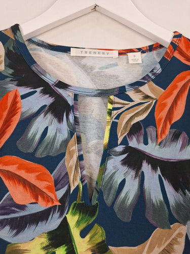 Second-Hand - Trenery Keyhole Cut Out Muted Leaf Top Size S - SwapUp