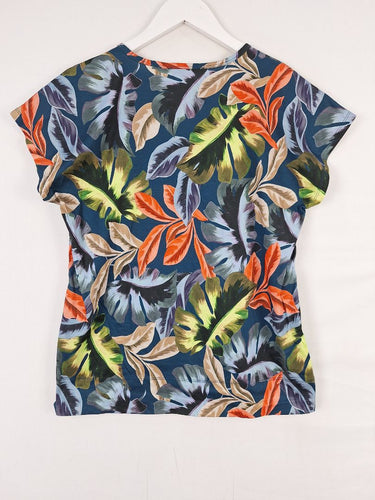 Second-Hand - Trenery Keyhole Cut Out Muted Leaf Top Size S - SwapUp