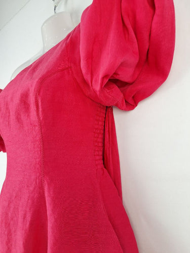 Second-Hand - Aje Fuscia Pink Arista Tulip Sleeve Mini Dress Size 6 - SwapUp