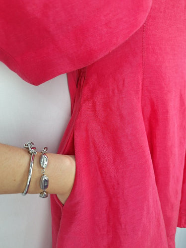 Second-Hand - Aje Fuscia Pink Arista Tulip Sleeve Mini Dress Size 6 - SwapUp