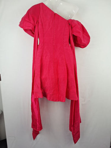 Second-Hand - Aje Fuscia Pink Arista Tulip Sleeve Mini Dress Size 6 - SwapUp