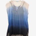 Second-Hand - Blue Illusion Flirty Sheer Bedazzled Top Size M - SwapUp