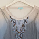 Second-Hand - Blue Illusion Flirty Sheer Bedazzled Top Size M - SwapUp
