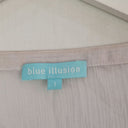 Second-Hand - Blue Illusion Flirty Sheer Bedazzled Top Size M - SwapUp