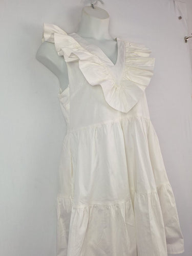 Second-Hand - Petal + Pup White Frill Summer Day Dress Size XL - SwapUp