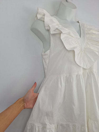 Second-Hand - Petal + Pup White Frill Summer Day Dress Size XL - SwapUp