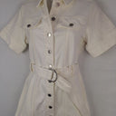 Second-Hand - Witchery White Denim Utility Mini Dress Size 8 - SwapUp