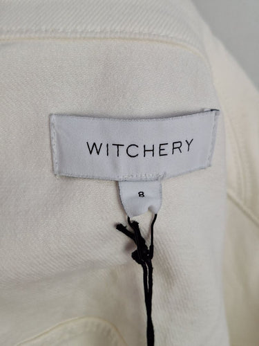 Second-Hand - Witchery White Denim Utility Mini Dress Size 8 - SwapUp