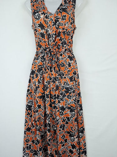 Second-Hand - Witchery Rust Floral Doodle Dress Size 8 - SwapUp