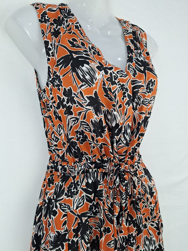 Second-Hand - Witchery Rust Floral Doodle Dress Size 8 - SwapUp