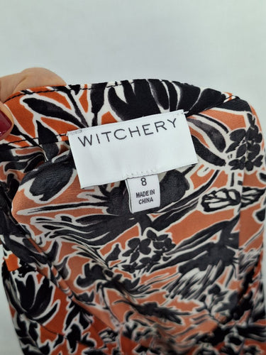Second-Hand - Witchery Rust Floral Doodle Dress Size 8 - SwapUp