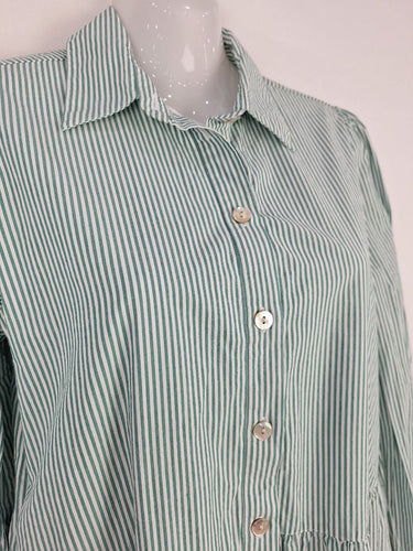 Second-Hand - Witchery Minty Stripe Pearl Button Midi Dress Size 8 - SwapUp
