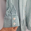 Second-Hand - Witchery Minty Stripe Pearl Button Midi Dress Size 8 - SwapUp