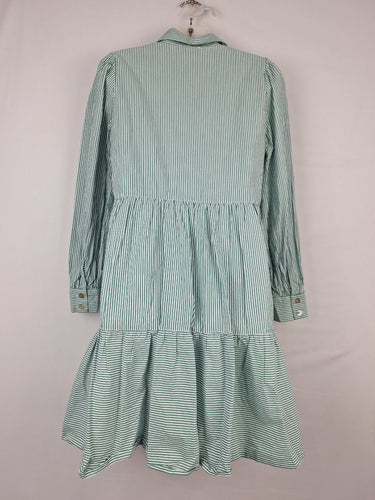 Second-Hand - Witchery Minty Stripe Pearl Button Midi Dress Size 8 - SwapUp