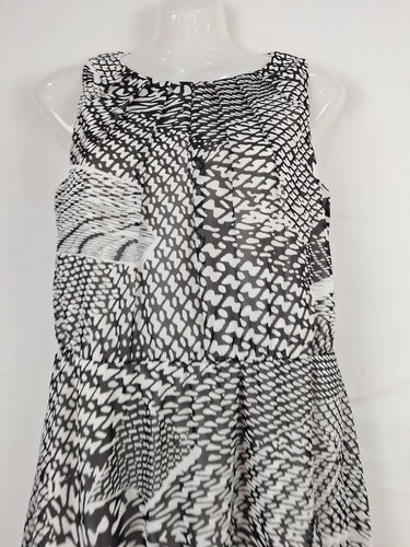 Second-Hand - Liz Jordan Monochrome Speckled Gathered Neck Dress Size S - SwapUp
