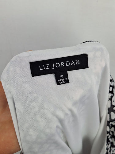 Second-Hand - Liz Jordan Monochrome Speckled Gathered Neck Dress Size S - SwapUp