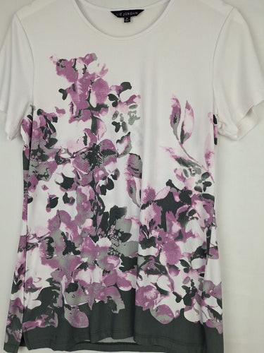 Second-Hand - Liz Jordan Wisteria Print Classic Fit T-shirt Size S - SwapUp