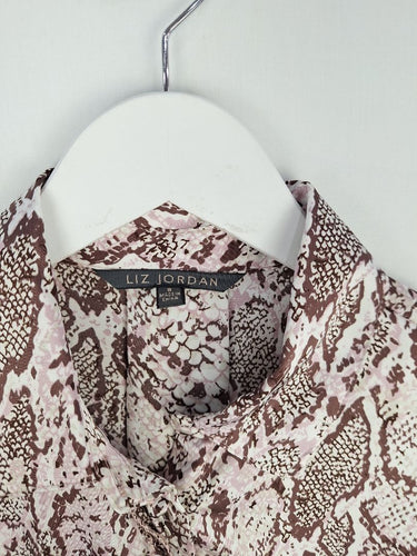 Second-Hand - Liz Jordan Pastel Snake Print Satin Shirt Size 8 - SwapUp