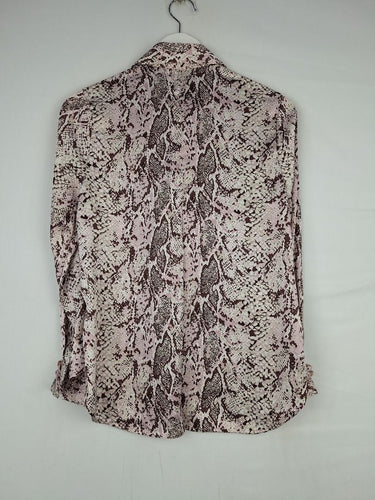 Second-Hand - Liz Jordan Pastel Snake Print Satin Shirt Size 8 - SwapUp