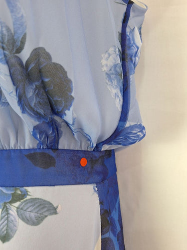 Second-Hand - Lover Rope Tie Halter Blue Floral Maxi Dress Size 12 - SwapUp