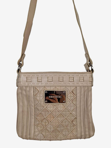 Oroton Cream Leather Mini Diamond Bag