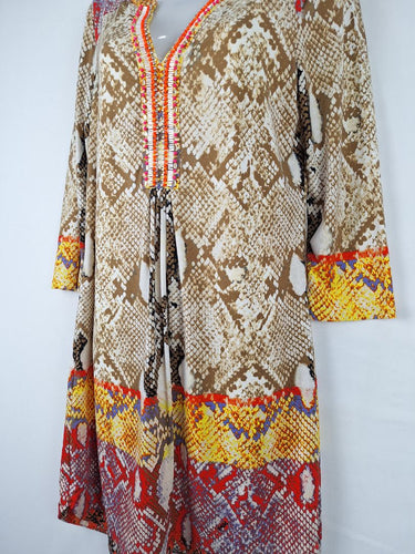 Second-Hand - Hale Bob Eclectic Python Beaded Mini Dress Size M - SwapUp