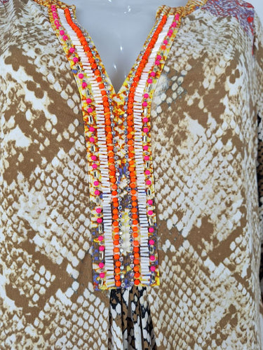 Second-Hand - Hale Bob Eclectic Python Beaded Mini Dress Size M - SwapUp